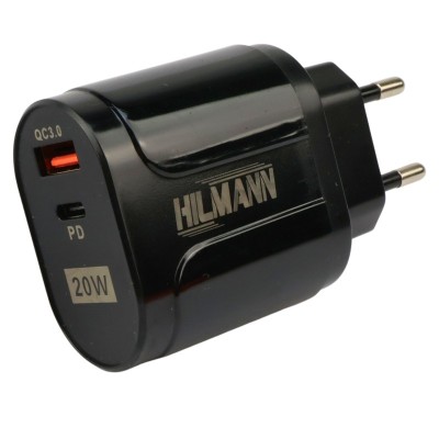 Cargador rápido HILMANN 20W USB-A y USB-C