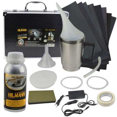 kit para la restauración de faros con polímero, marca HILMANN